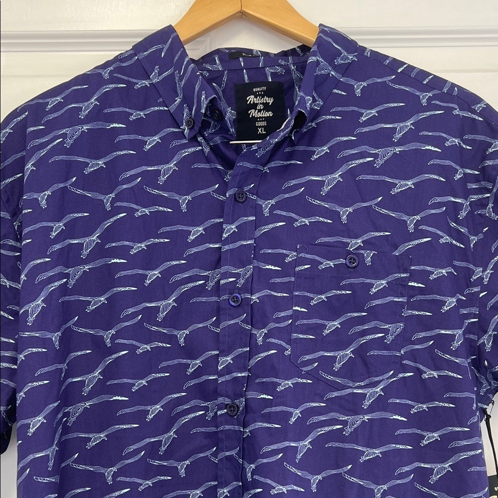 Blue/Purple Men's Patterned Button Down  Casual Shirt Sz XL Artistry in Motion